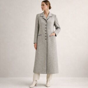 WEILL Paris Vintage Virgin Wool Micro Plaid Tailored Long Coat Made in France 38